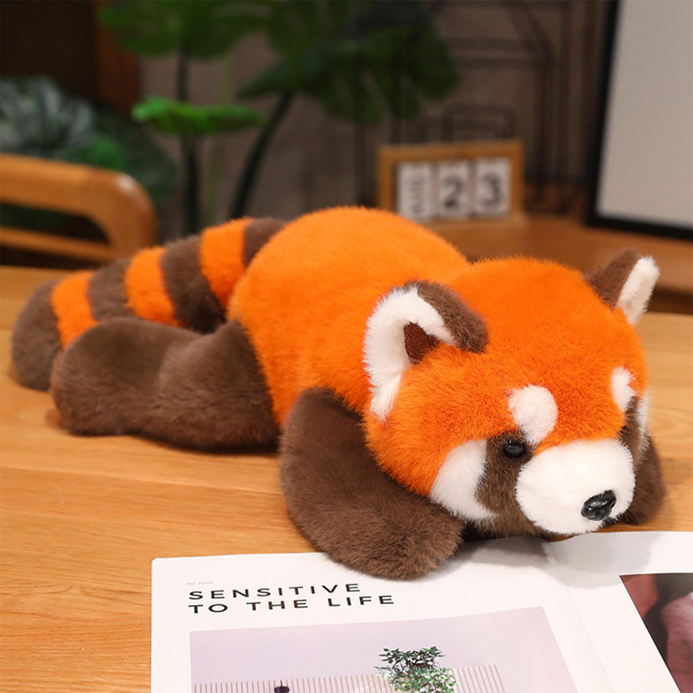 Ditucu red panda arrives vacuum-packed, fluff it to restore loft.