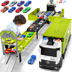 Diuerma carrier truck race track foldable 3-layer in action for family play
