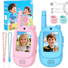 Divava video walkie talkie blue with video chat screen for real-time connection outdoors.