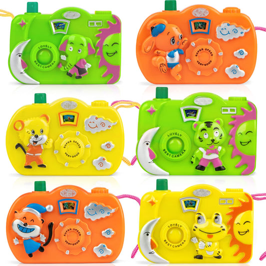 Divwa 18Pcs Kids Toy Camera Set in color trio for imaginative play and portability.