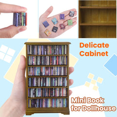 DIYDEC mini bookshelf with 180 mini books adds a vibrant, interactive display.