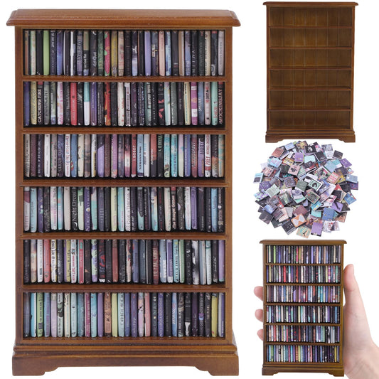DIYDEC wooden mini bookshelf on a desk with movable books for personalized organization.