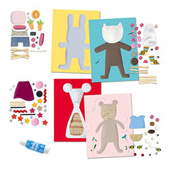 Djeco textured papers and stickers for collage inspire vibrant art