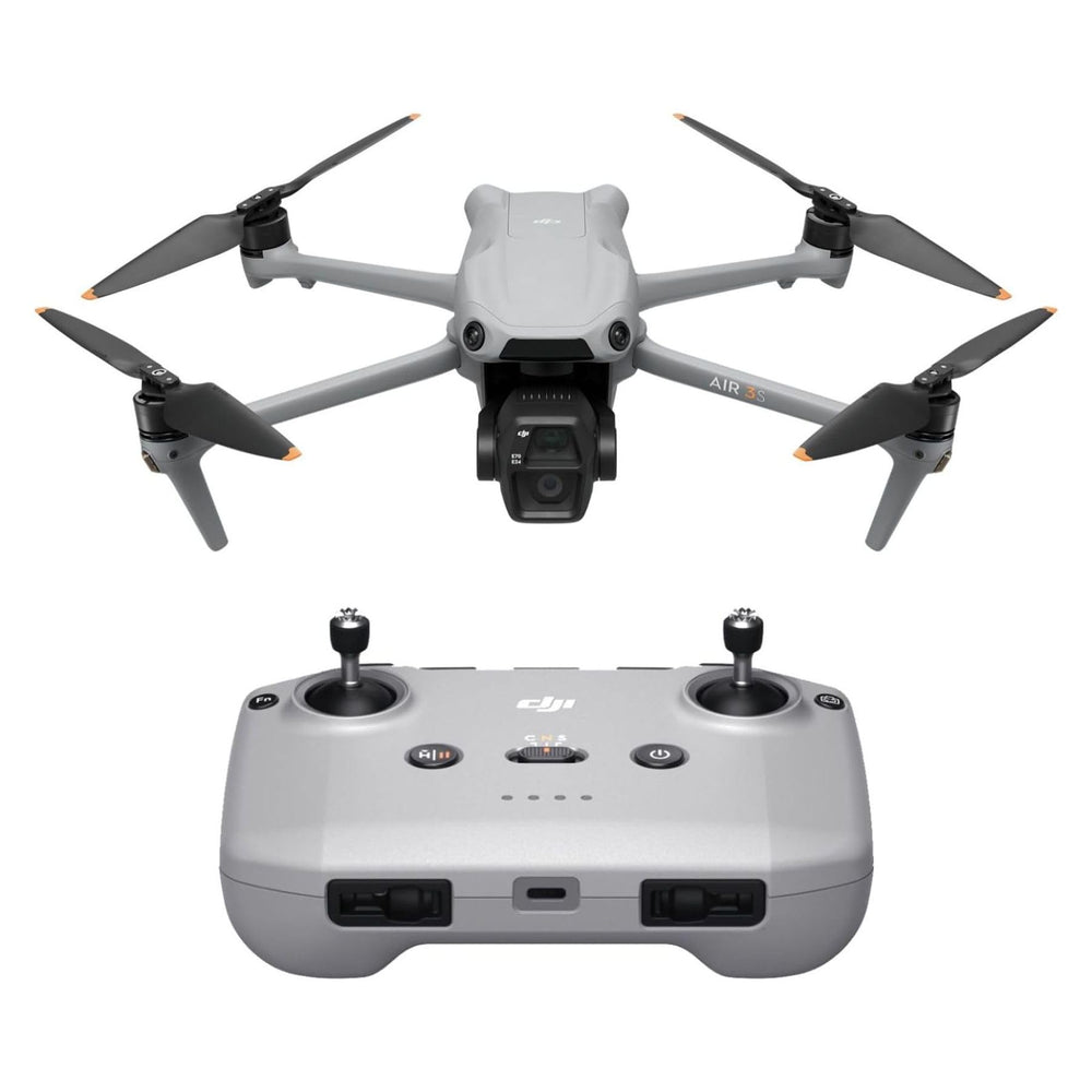 DJI Air 3S front view with RC-N3 controller, ideal travel setup.