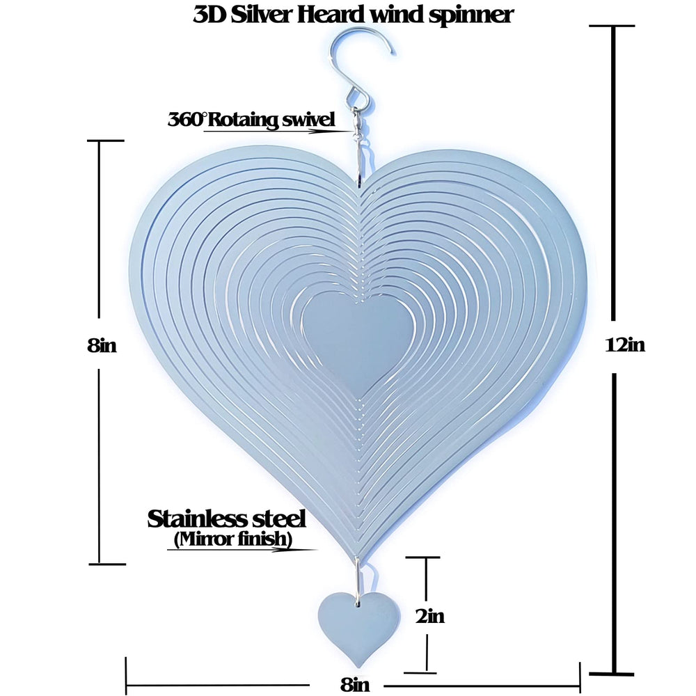 DJUAN heart wind spinner enchants patios while deterring birds.