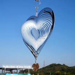 DJUAN heart-shaped wind spinner with mirror surface deters birds in gardens.