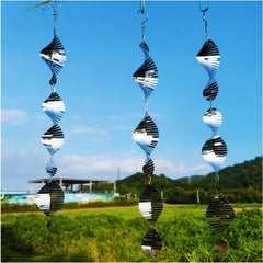 DJUAN Wind spinners with silver fishbone design create movement to deter birds