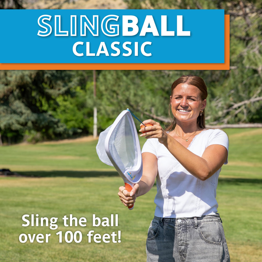 Djubi Slingball pull-back launch delivers powerful, fast throws.