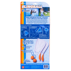 Djubi Slingball slingshot design enables long-range throws indoors or outdoors.
