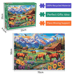 DKijoys Sunflowers Meadow with mountains for relaxed puzzle sessions