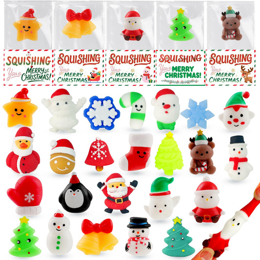 DKJOAZ Christmas Mochi Squishy 24-pack for party favors and classroom giveaways.