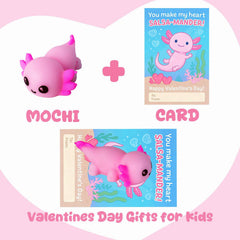 DKJOAZ Valentines classroom exchange card with axolotl squishy.