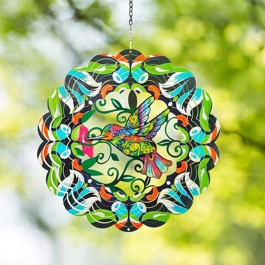 DKJOCKY hummingbird wind spinner ornament spinning with sparkling 3D motion in garden