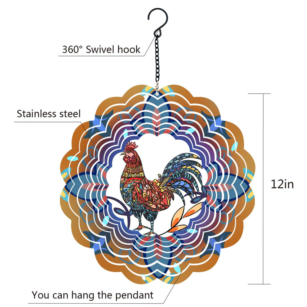 DKJOCKY rooster wind spinner features sturdy steel construction for stable performance in wind.