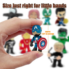 Close-up of DLOCVN superhero figurine detail with colorful costumes for creative play.