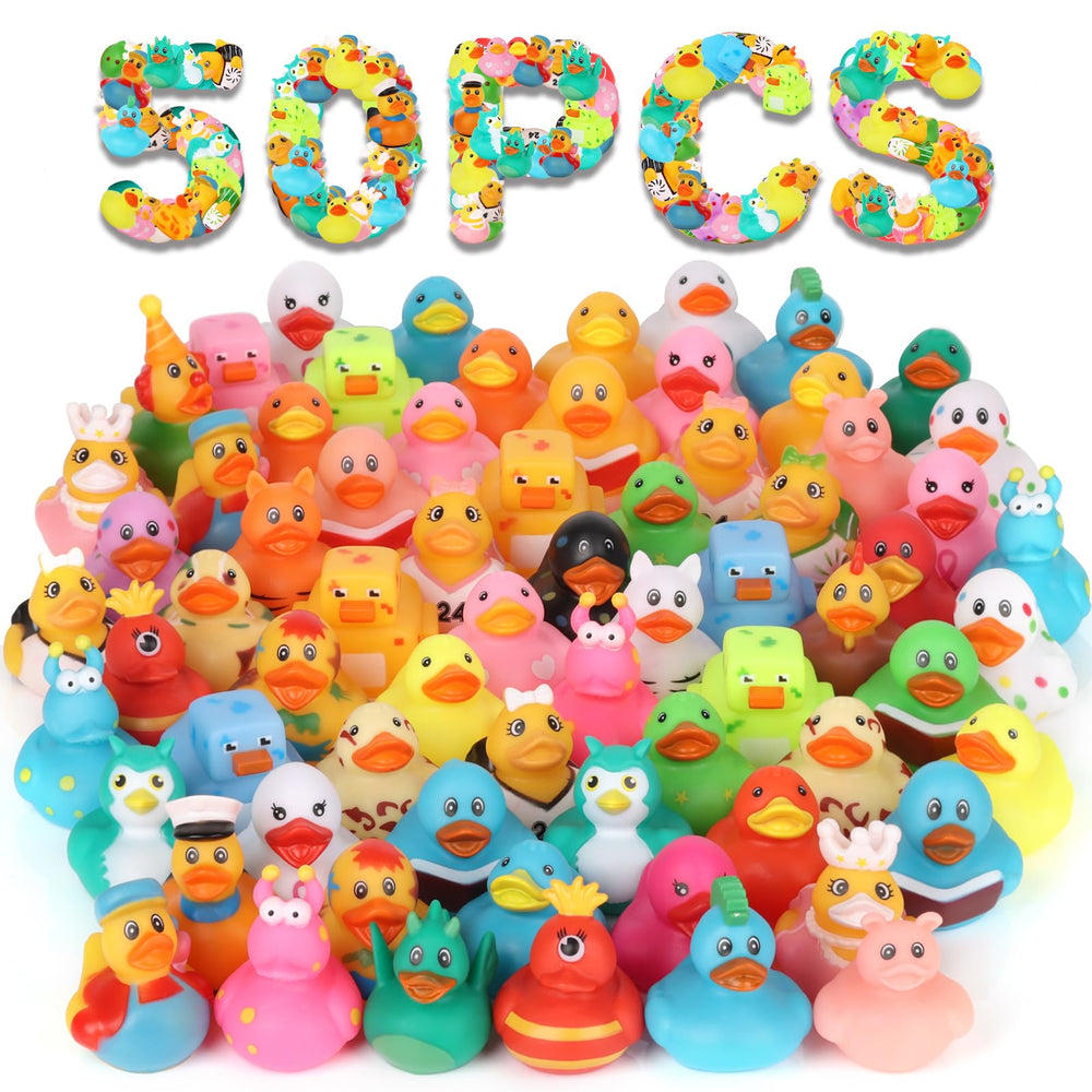 Dmsky 50-pack rubber ducks with assorted designs for bath time fun