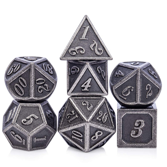 DNDND ancient silver dice set for immersive RPG sessions