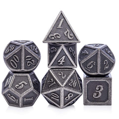 DNDND ancient silver dice set for immersive RPG sessions