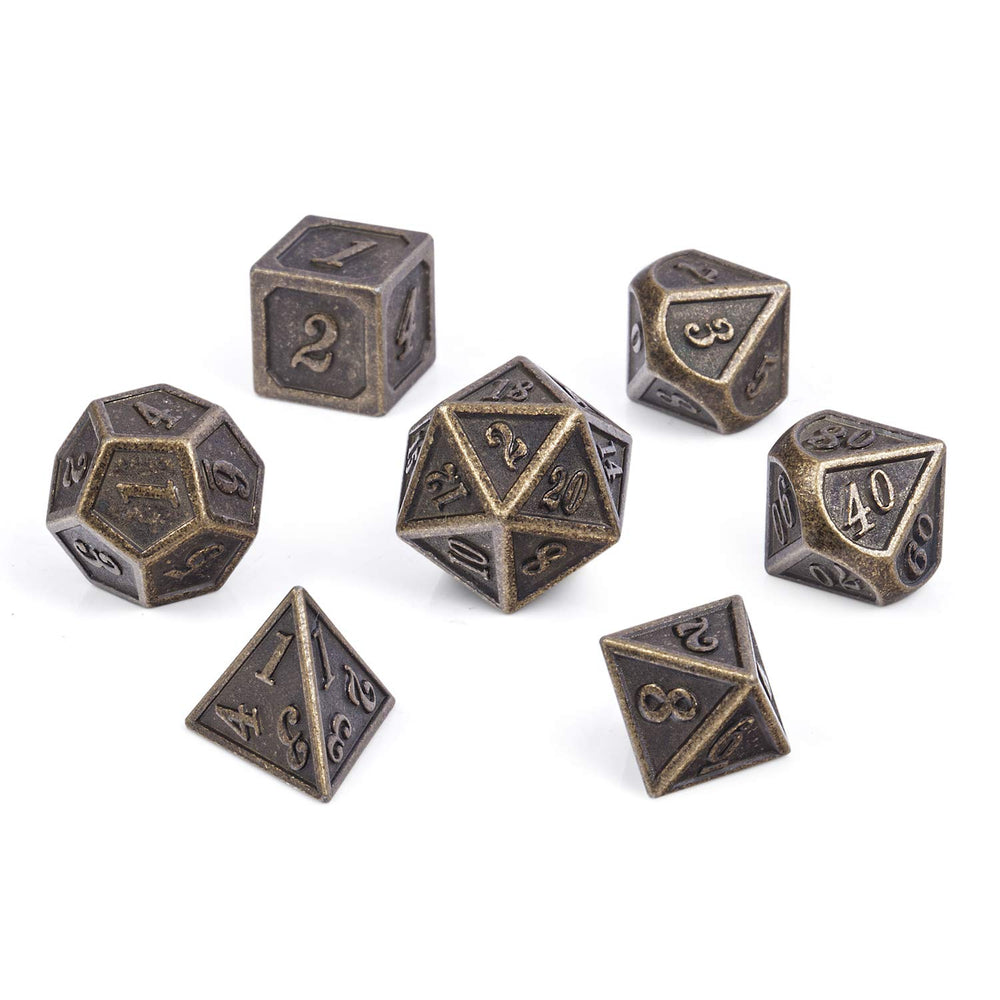 DnDnD D20 brass die close-up ready for epic campaigns.