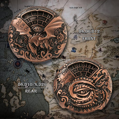 DNDND engraved D4, D6, D12 showcase the multi-face design.