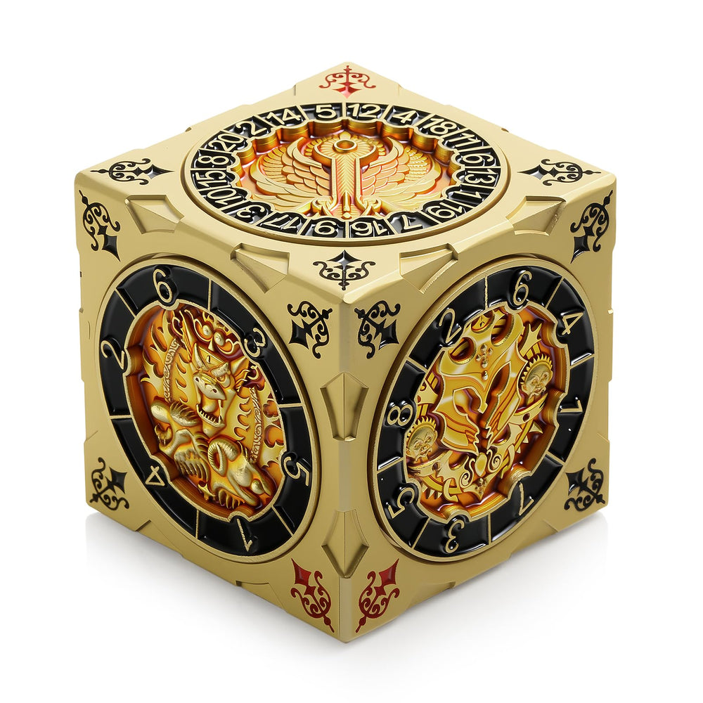 DNDND Luxury Gold Spinner Dice Chimera face engraving for collectors