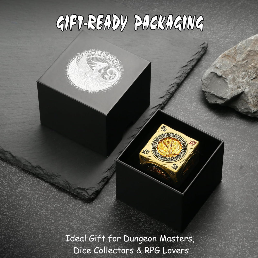 DNDND Tabletop scene with gold dice in play