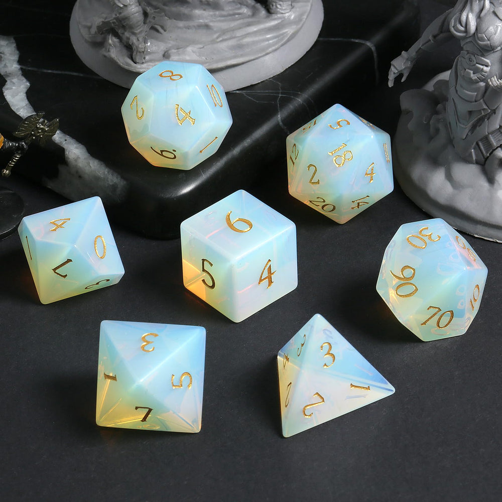 DNDND Opal D8 die showcasing natural opal swirls