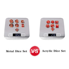 DNDND ruby red D4 die with sharp facets and weighty feel.