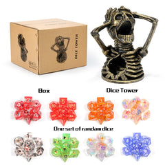 DNDND copper skull dice tower mouth openings demonstrate dice drop mechanism for even rolls