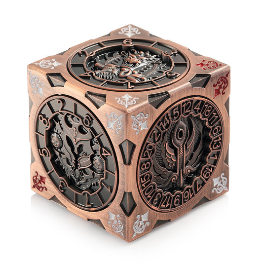 DNDND Spinner Dice Cube top view highlights its compact 3.5 cm design for quick spins.