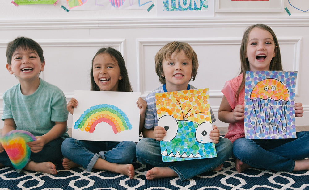 Do A Dot Art! Blue dot marker cap makes coloring easy and fun.