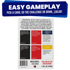 Do or Drink Latino Edition on-table setup, easy starter for game night success