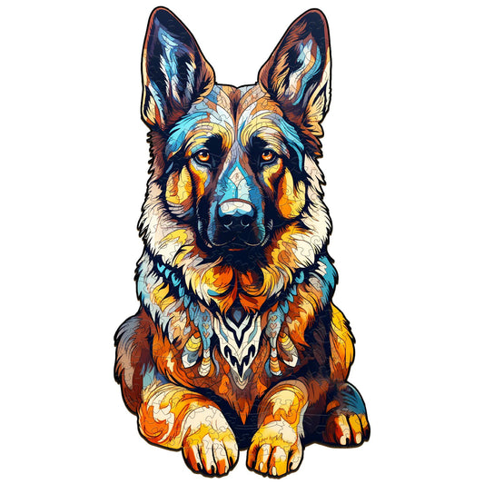 DOCRAGI German Shepherd wooden puzzle front view for a premium look