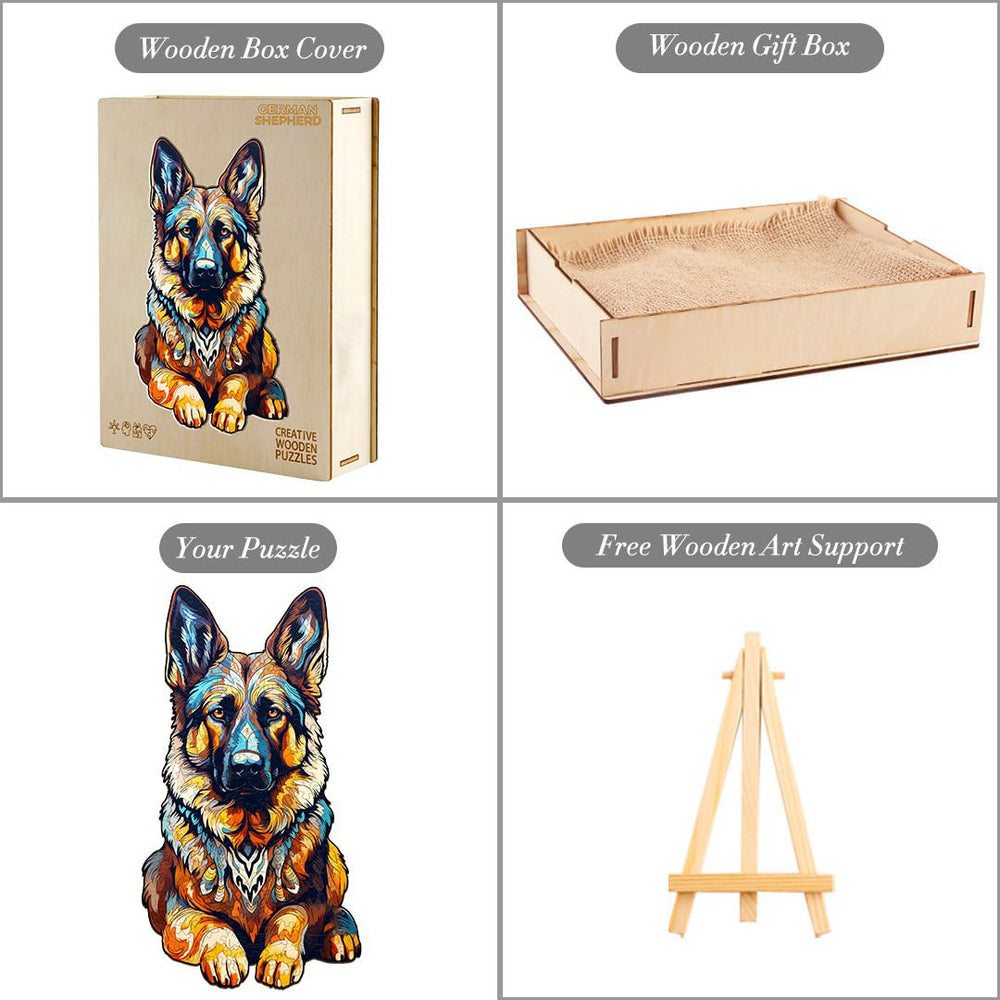 DOCRAGI German Shepherd puzzle wood-grain finish offers tactile appeal