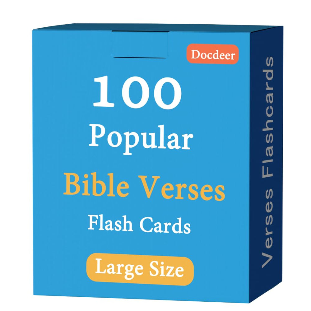 Docdeer Bible flashcards front cover showing bold verses and durable design for study.