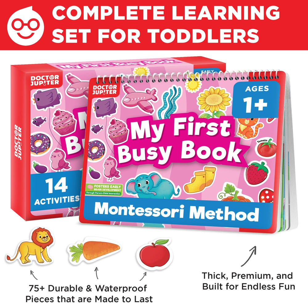 Doctor Jupiter busy book page with numbers and shapes for hands-on learning.