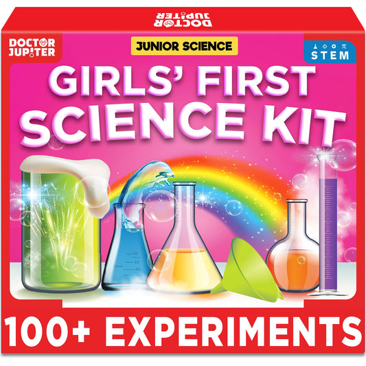 Doctor Jupiter Girls' First Science Kit package enhances curiosity with 100+ experiments.