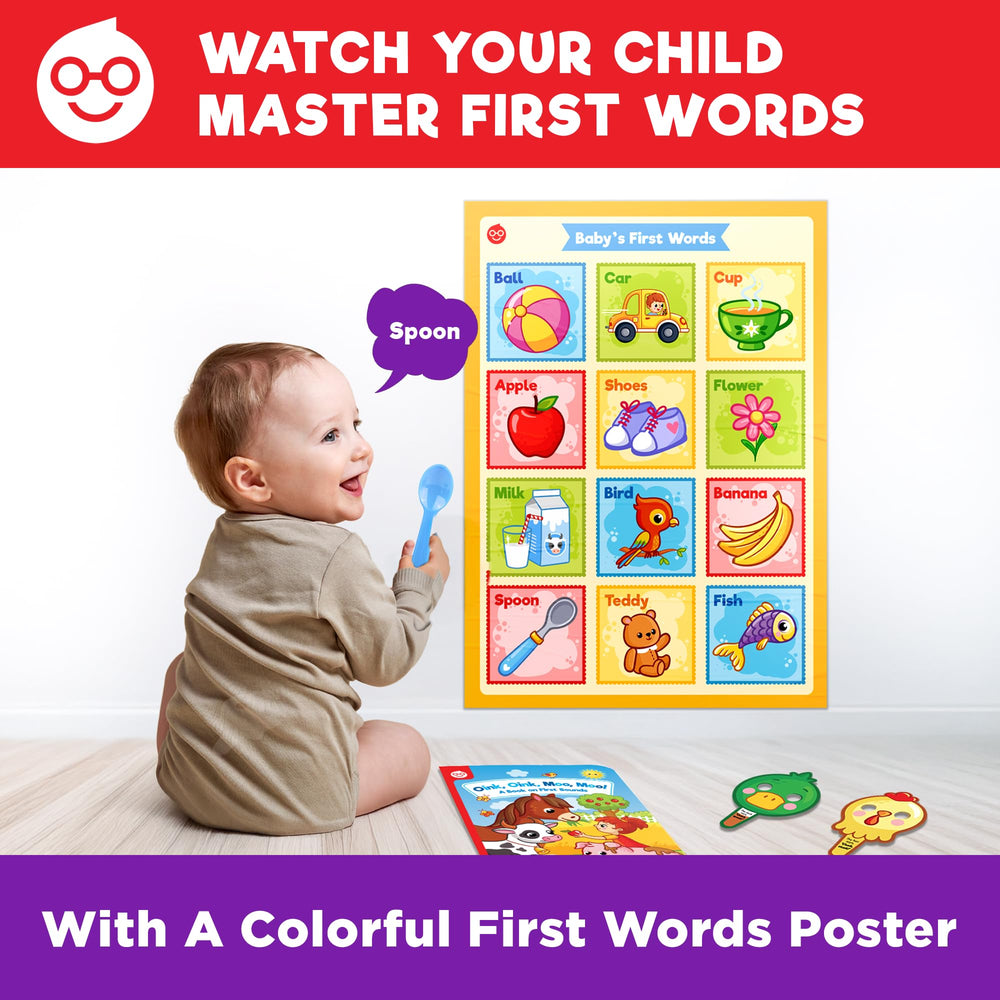 Doctor Jupiter Now I Am 1 First Words poster helps label objects and expand vocabulary.
