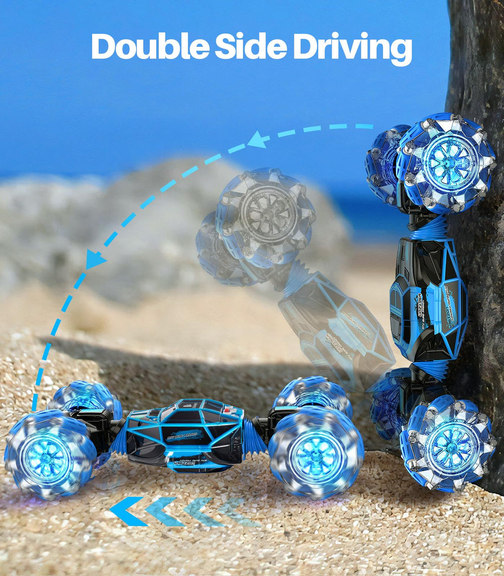 DoDoeleph double-sided RC car flips and keeps rolling after crashes.