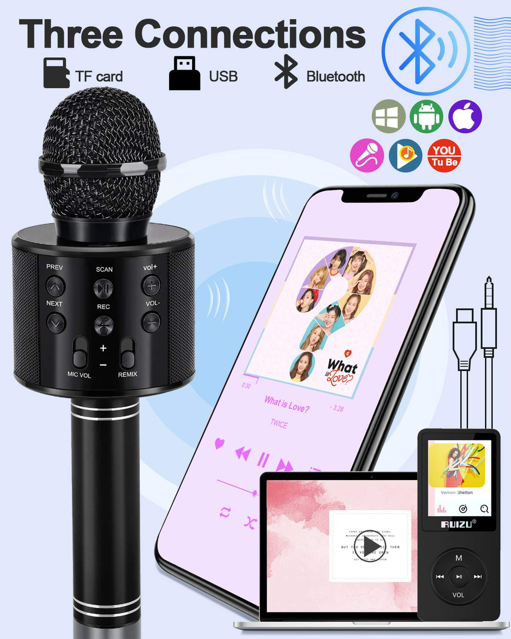 Dodosky karaoke microphone highlighting DSP tech for clear voice capture