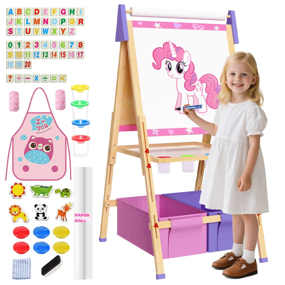 Doerpuz Kids Art Easel Set chalkboard surface for imaginative drawing.