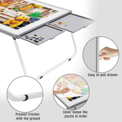 Doerpuz Puzzle Table includes four large drawers for fast sorting.