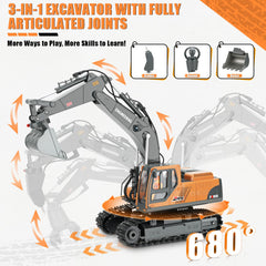 Dogern RC Excavator Toy with claw attachment for grabbing light objects
