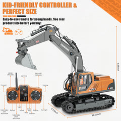 Dogern RC Excavator Toy rugged tracks on durable ABS chassis