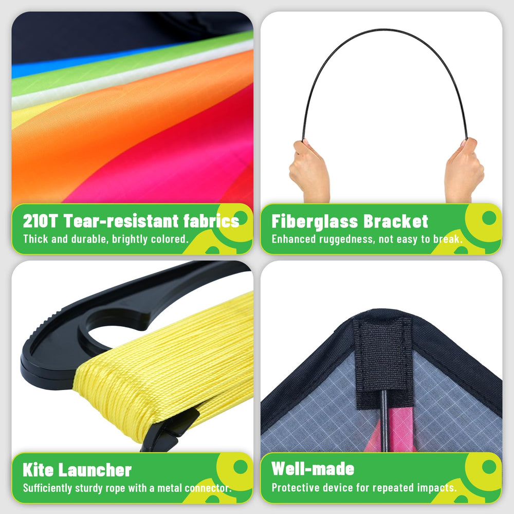 Doinfly delta kite with vibrant print for high visibility in the sky.