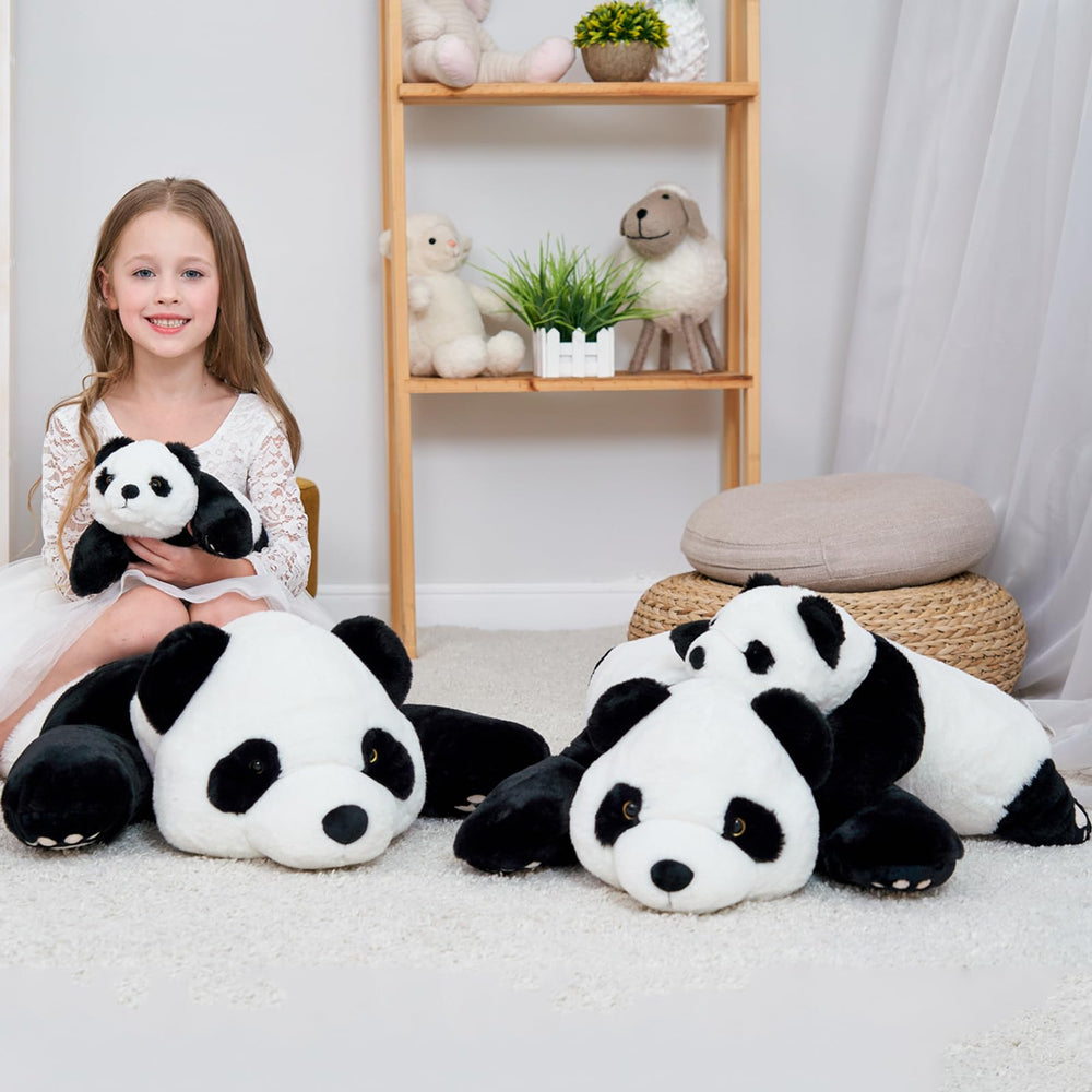 Doireum Giant Panda weighted plush pillow soft fabric closeup, emphasizing softness and durability.