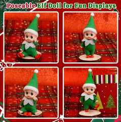 Dokeawo mini elf doll displayed as a mantel ornament or tree topper.