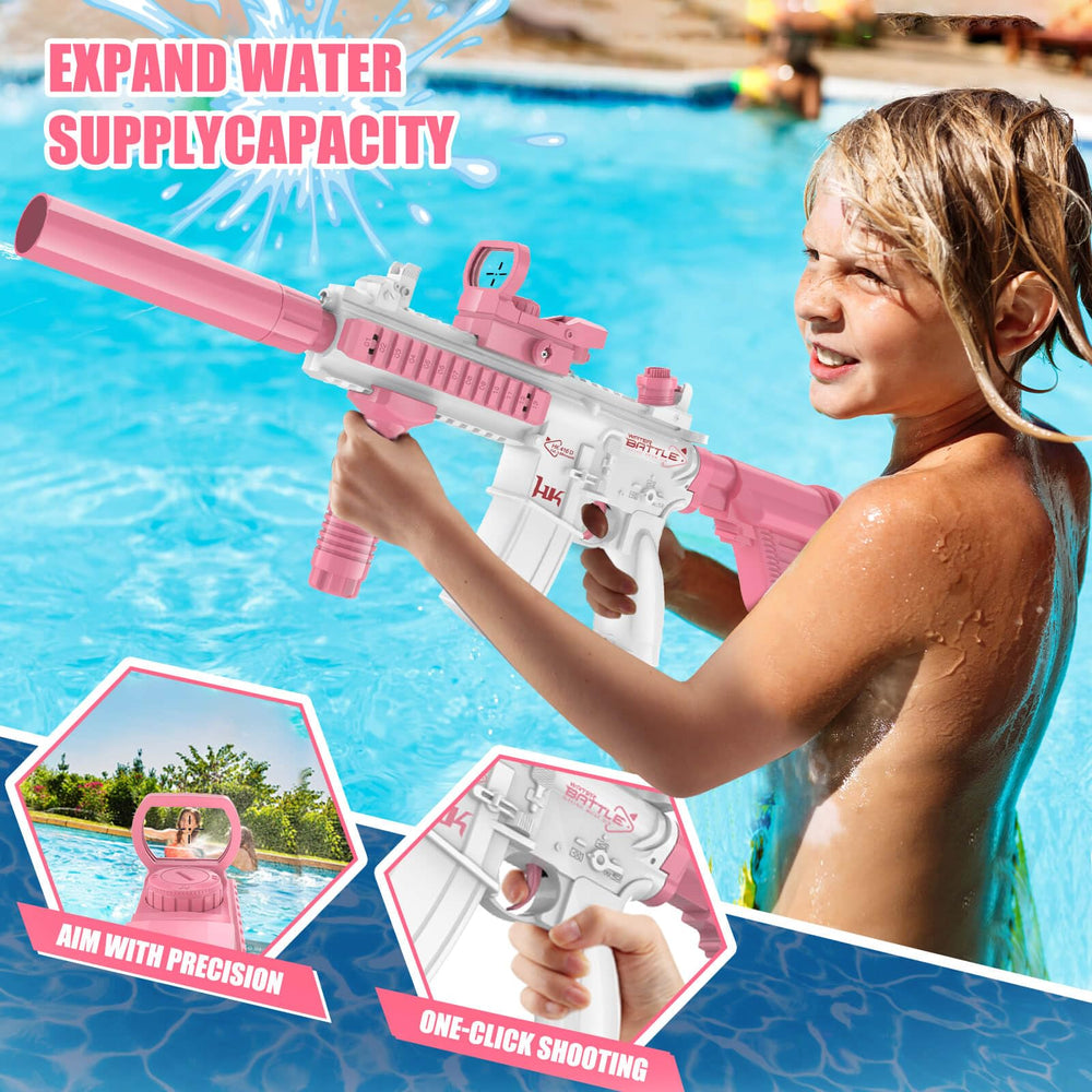 Dolanus Electric Water Gun universal bottle-port for easy refill during play.