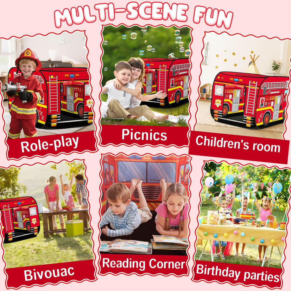 Dolanus Fire Truck Play Tent fits 3-4 children for group fun