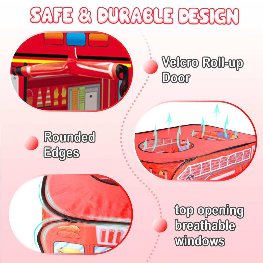 Dolanus Fire Truck Play Tent interior highlights spacious play area